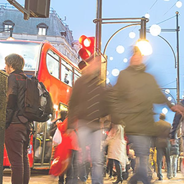 crowd in an urban area