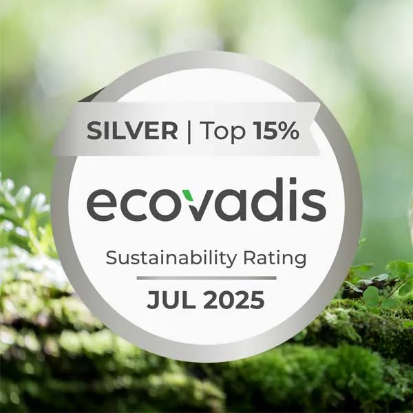 Thames Technology EcoVadis Silver Accreditation on a sustainable background